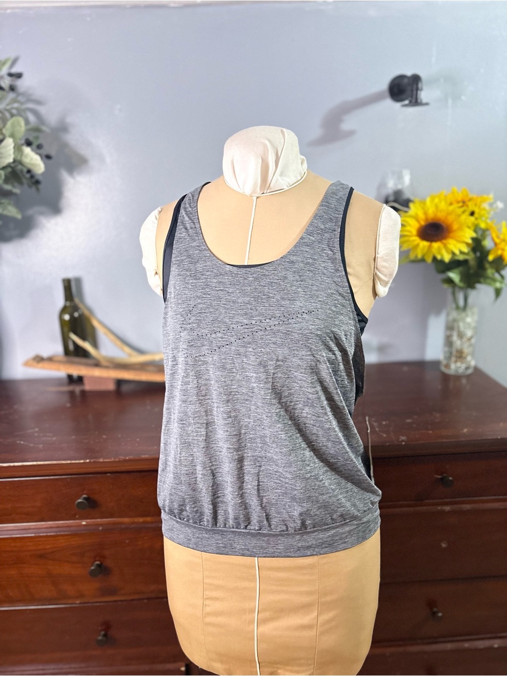 Nike Women's Grey Athletic Tank Top with built in sports bra